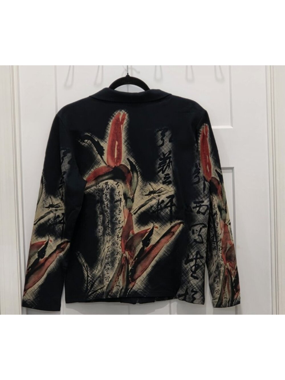 Jess & Jane Zip Front Black Jacket Floral & Calligraphic Motifs Rhinestone Sm - Picture 7 of 8